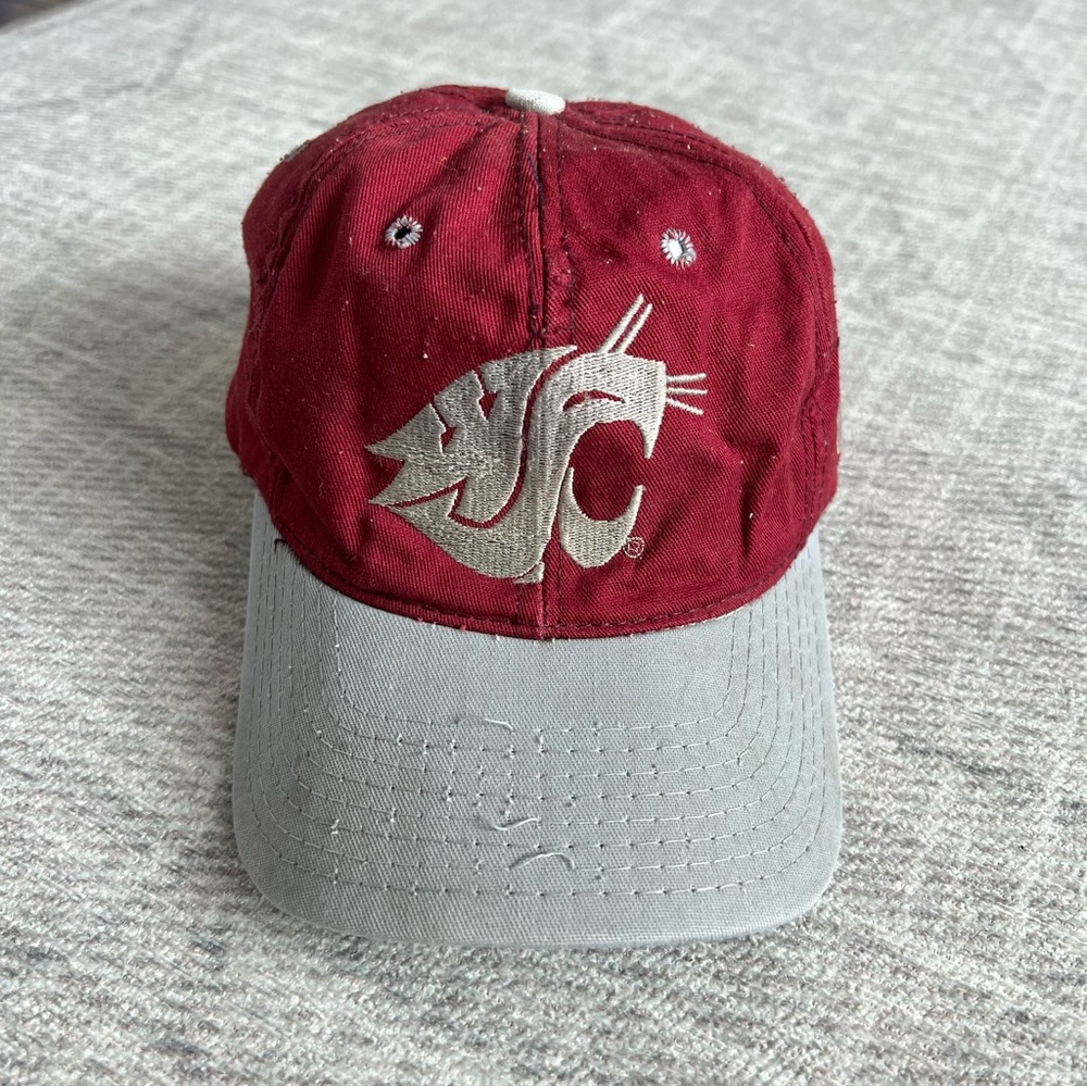 Vintage 1990s The Game Men’s NCAA WSU Wazzu Cougars Grey/Red Fitted College Hat